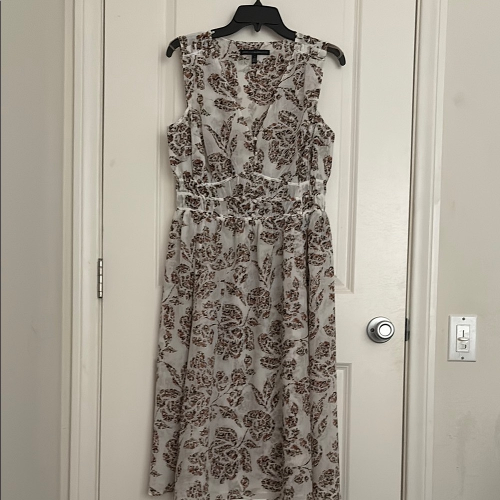 White House Black Market Gray and White Sleeveless Midi Sundress